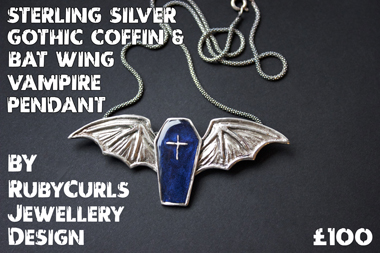 Halloween finds - Bat wing coffin necklace
