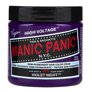 Tub of Manic Panic Violet hair dye : Dyeing your hair at home